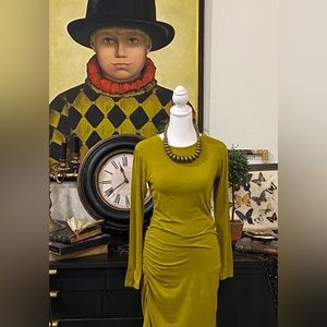 Carilyn Vaile olive gold dress